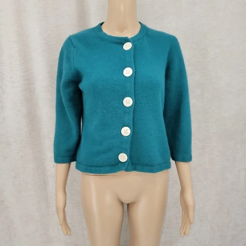 Banana Republic Angora Wool Teal Cardigan - Picture 2 of 10